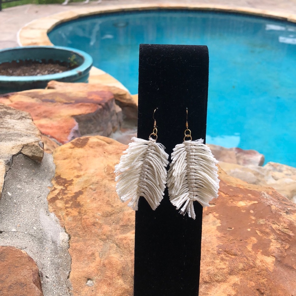 Black or White Feathered Earrings